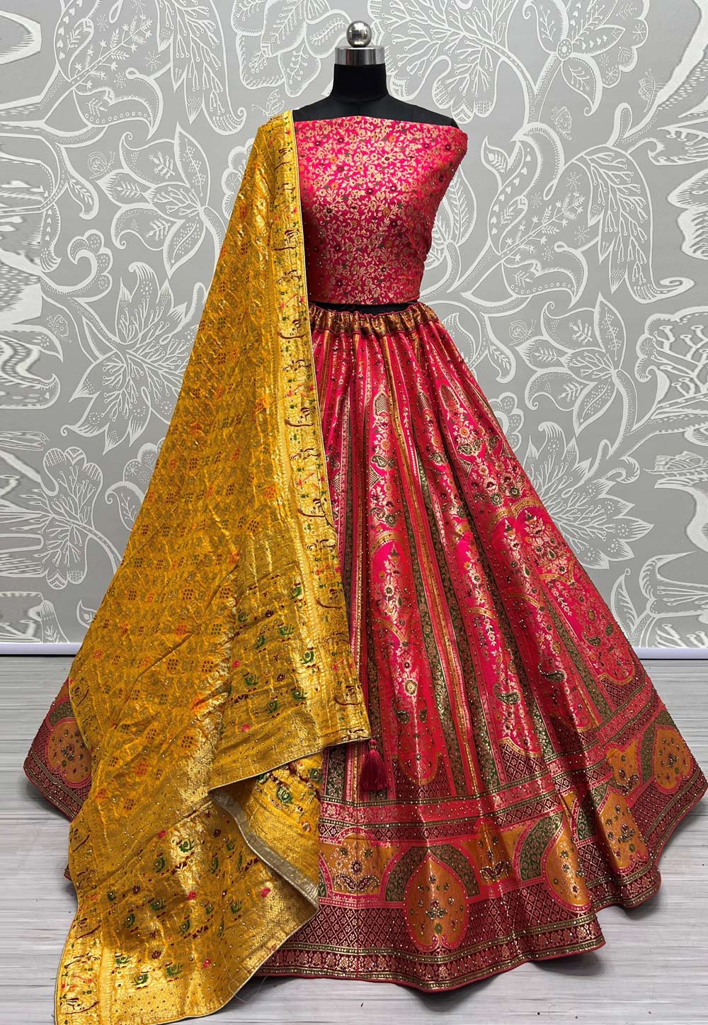 Magenta Banarasi Silk Bridal Lehenga Choli