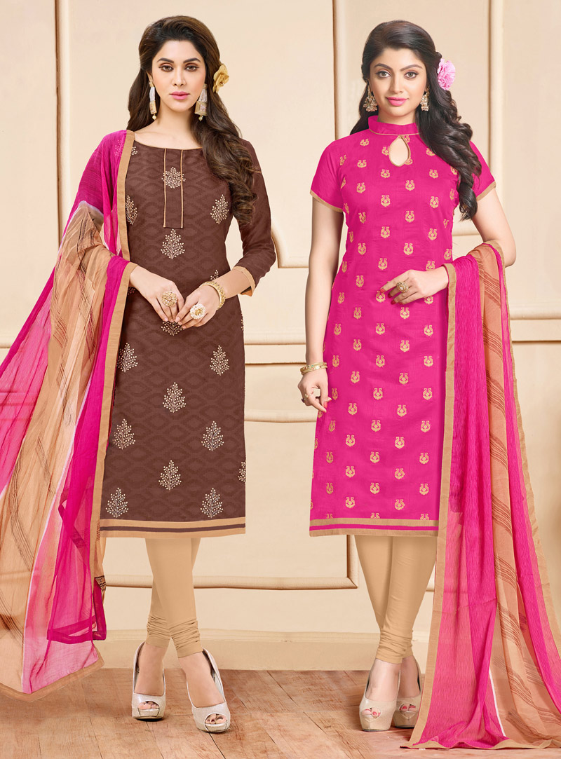 Combo Pack Of Two Top Chanderi Salwar Suit 124863
