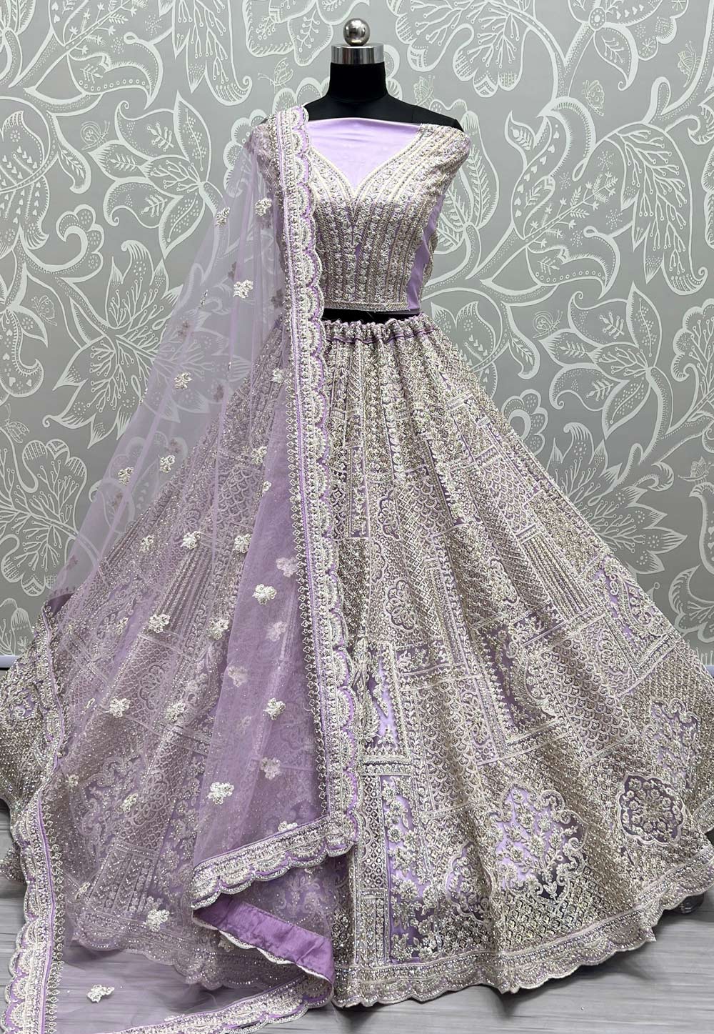 Lavender Net Wedding Lehenga Choli 272756