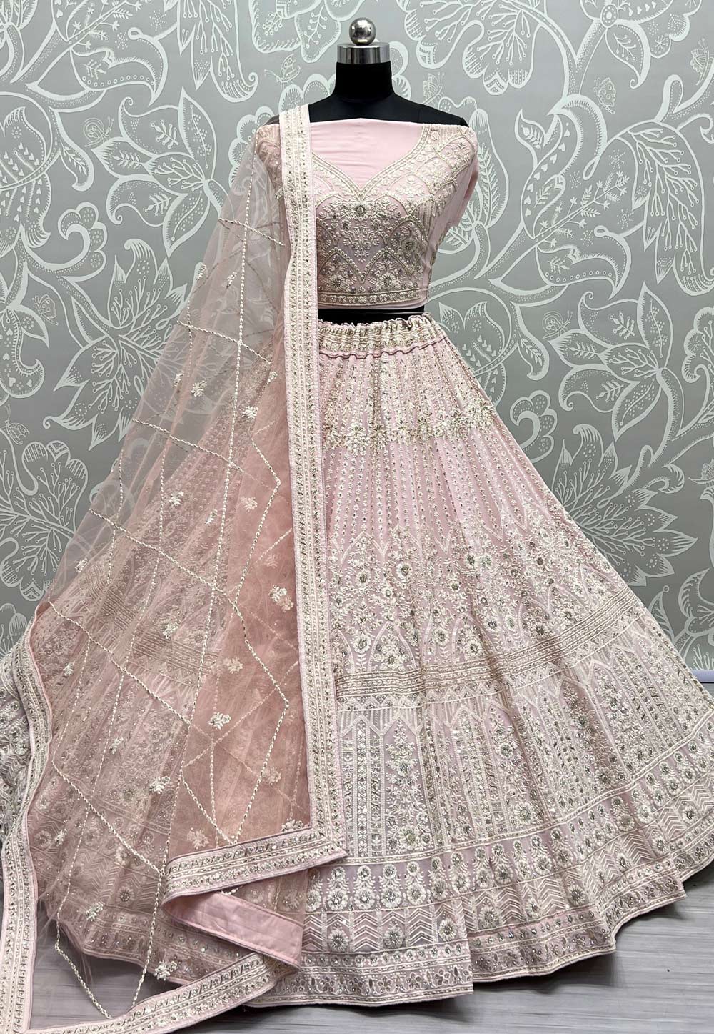 Custom Made Baby Pink Lehenga Choli Indian Wedding Lengha Chunri Sari Skirt  Top | eBay