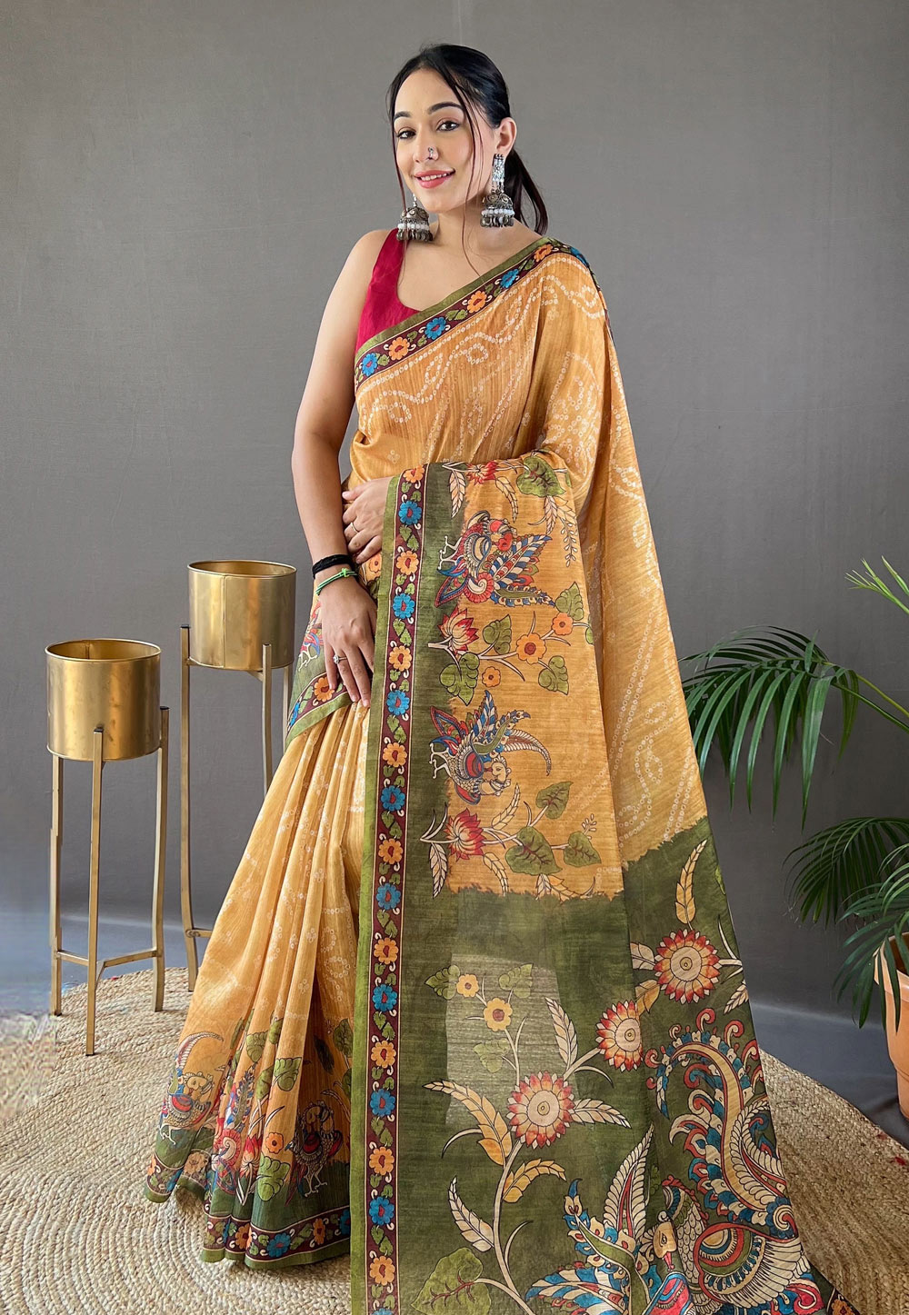 Yellow Tussar Silk Saree With Blouse 276350