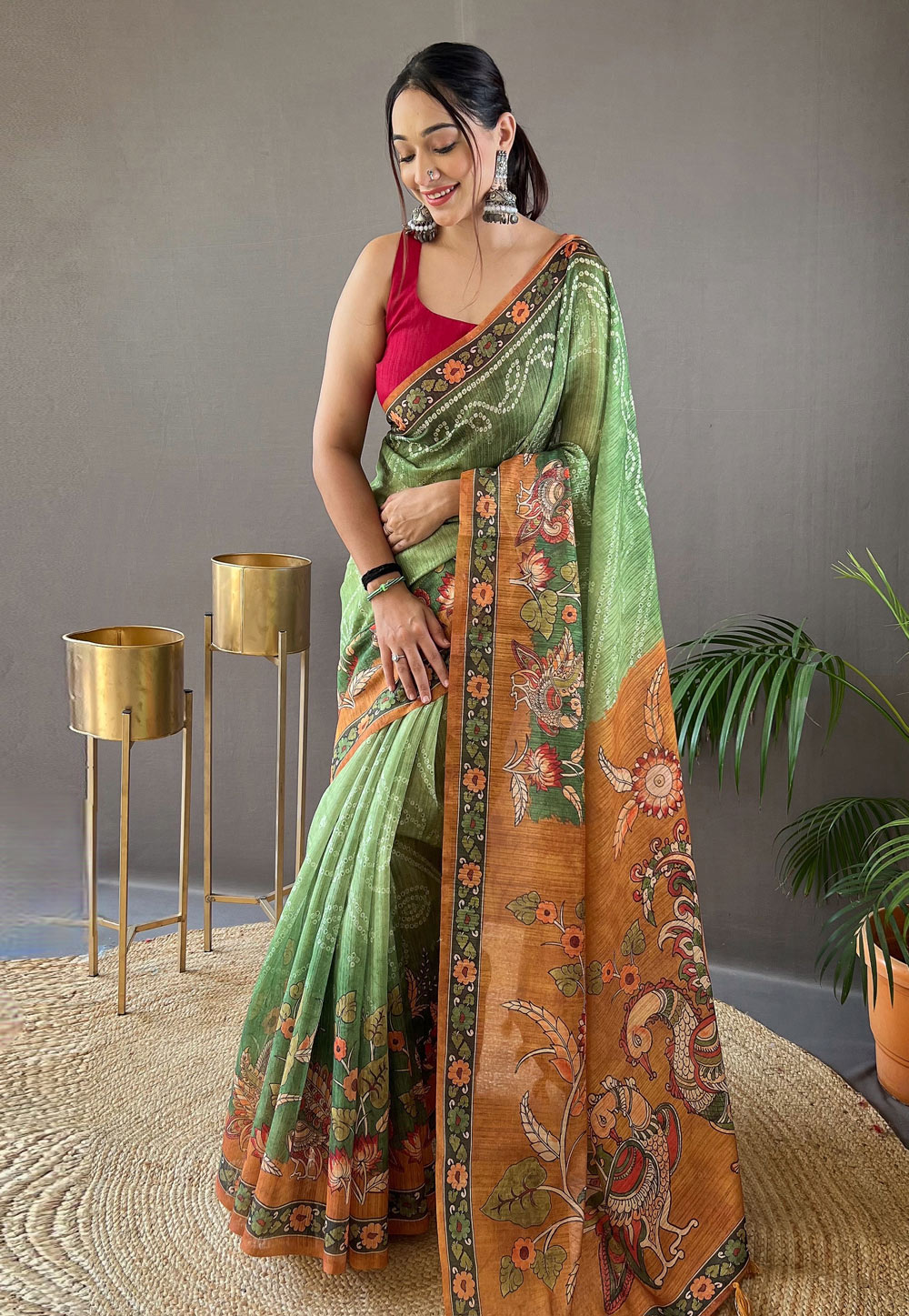 Light Green Tussar Silk Saree With Blouse 276352