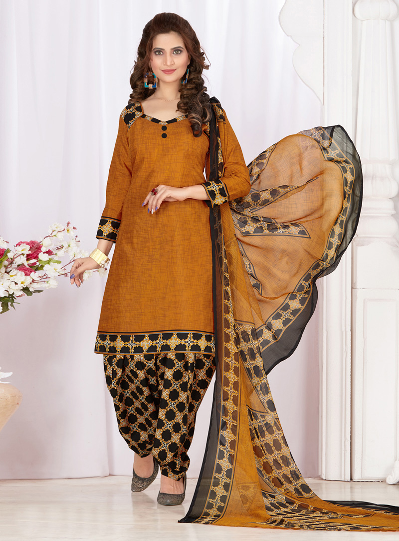 Mustard Cotton Punjabi Suit 126330