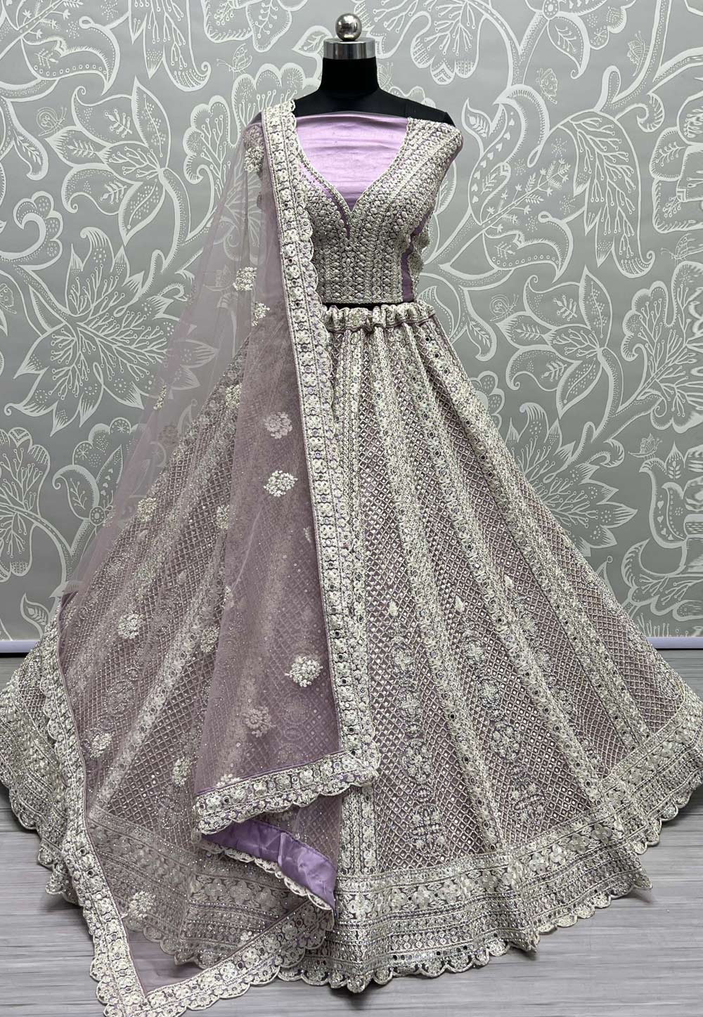 Lavender Net Wedding Lehenga Choli 272913