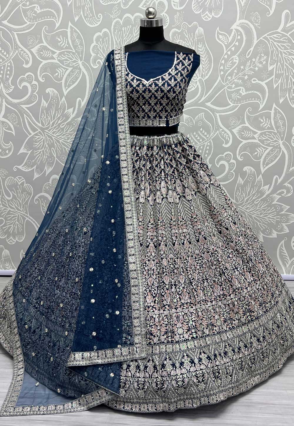 Amit Aggarwal Winged Silver Lehenga – Kuro Clothing India