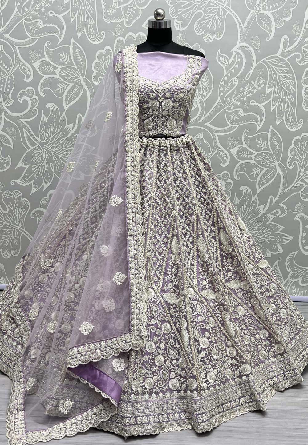 Lavender Net Wedding Lehenga Choli 272926