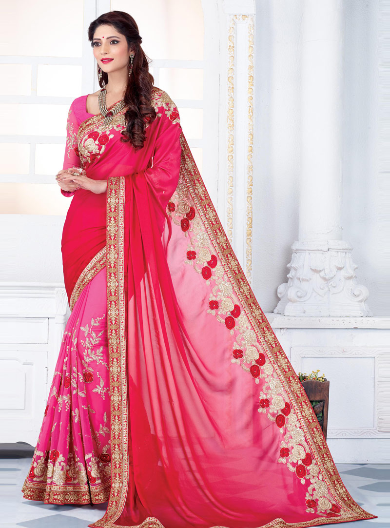 Pink Satin Festival Wear Saree 112391