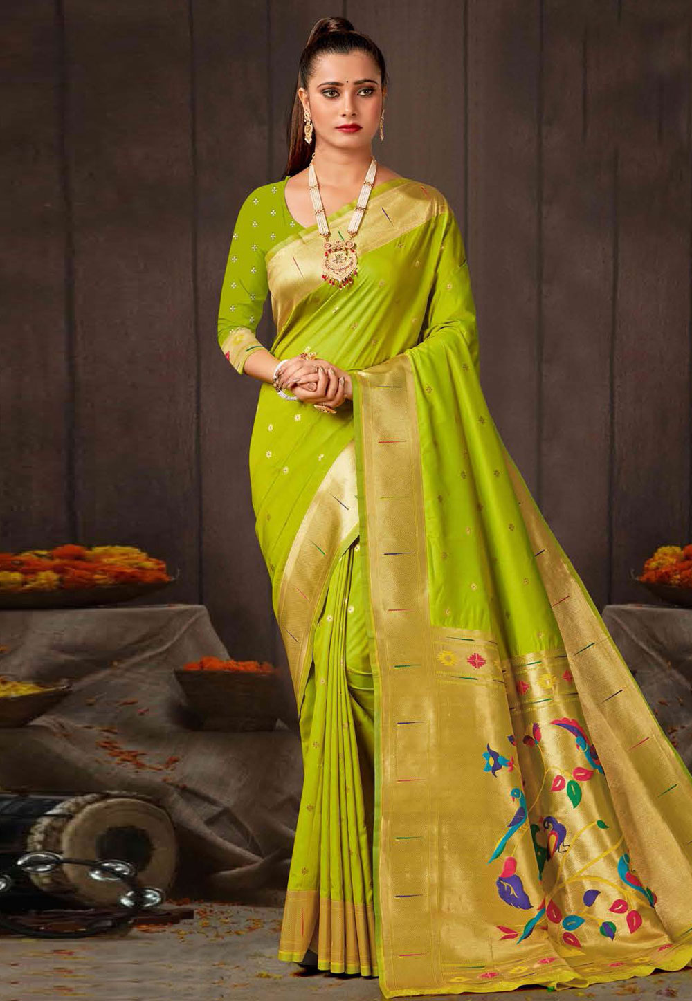 Light Green Silk Paithani Saree 274228