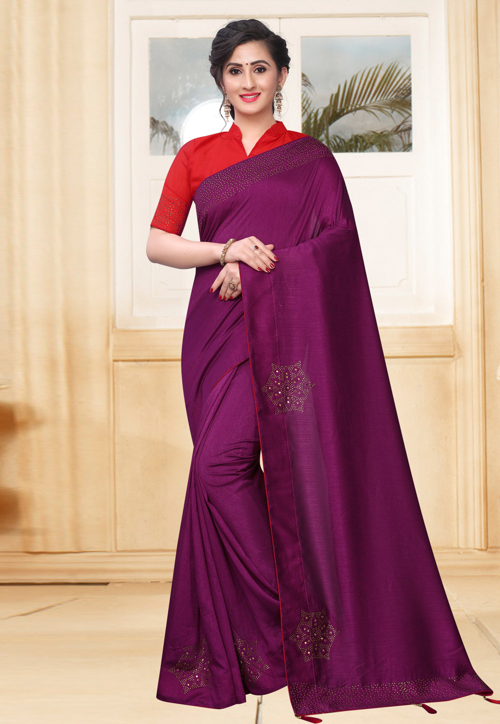 Magenta Silk Festival Wear Saree 210557