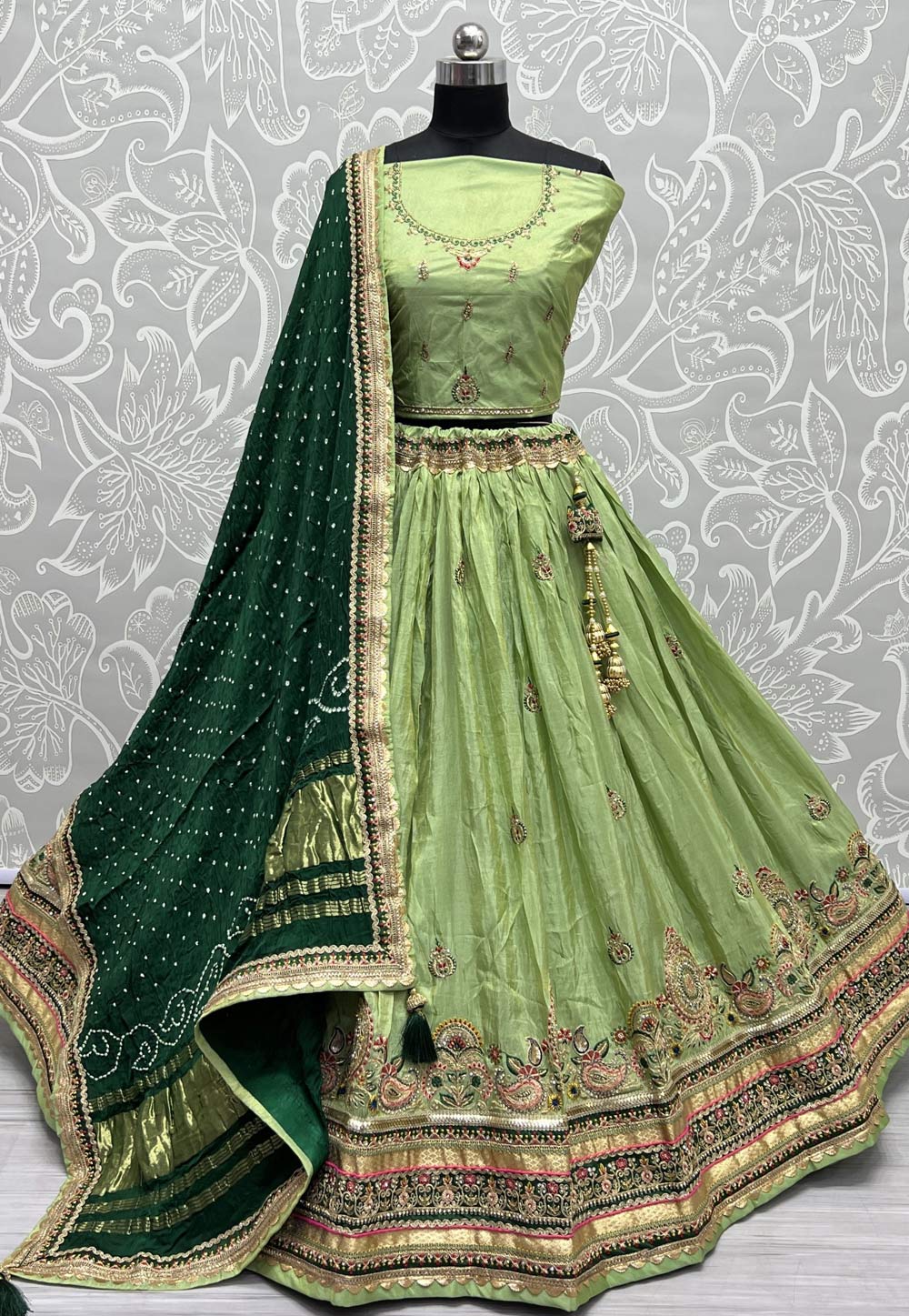 Light Green Silk Wedding Lehenga Choli 276806