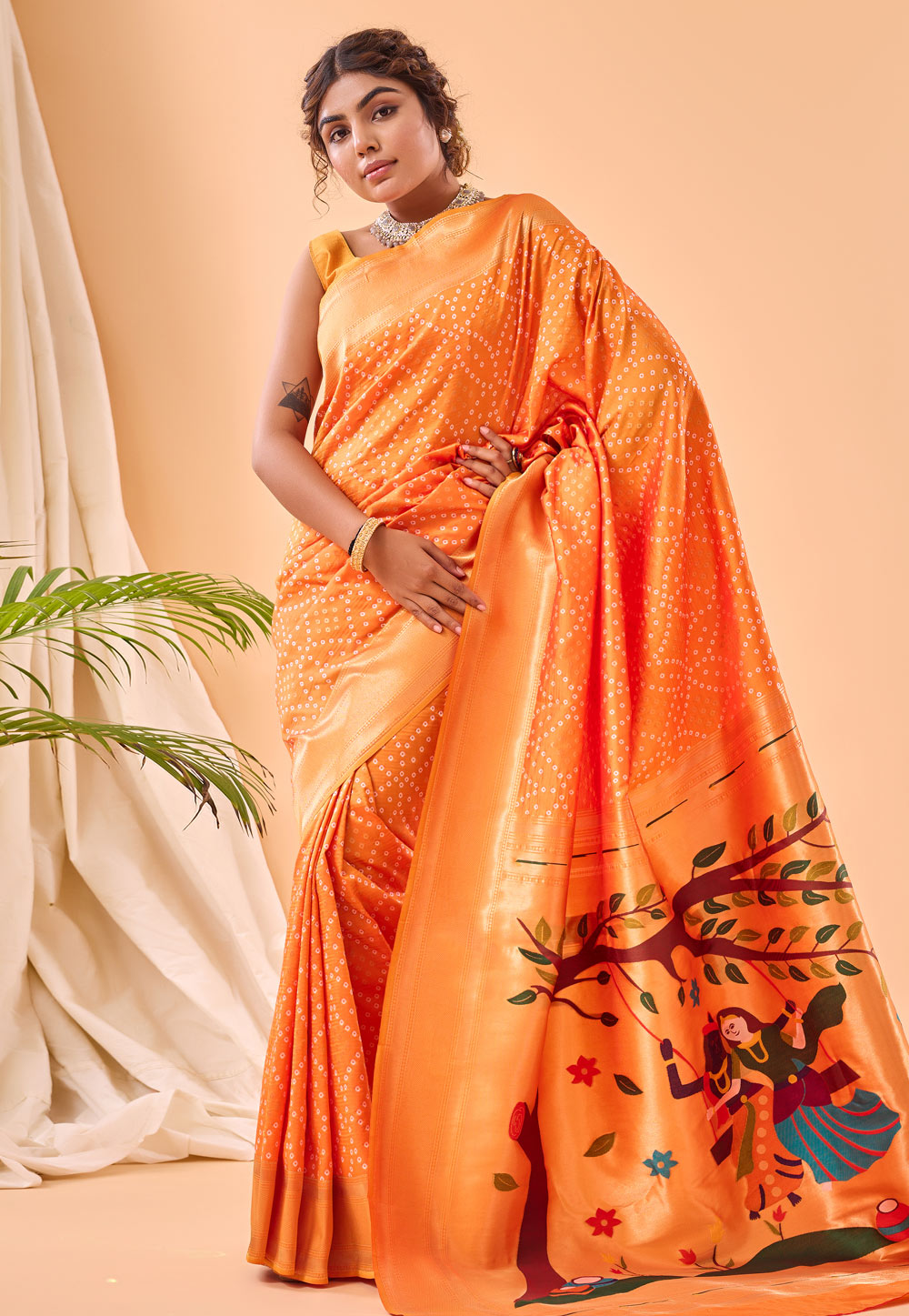 Orange Silk Paithani Saree 278207