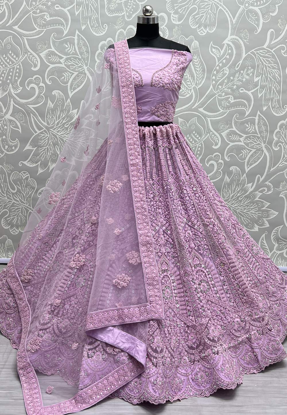 Lavender Net Wedding Lehenga Choli 276807