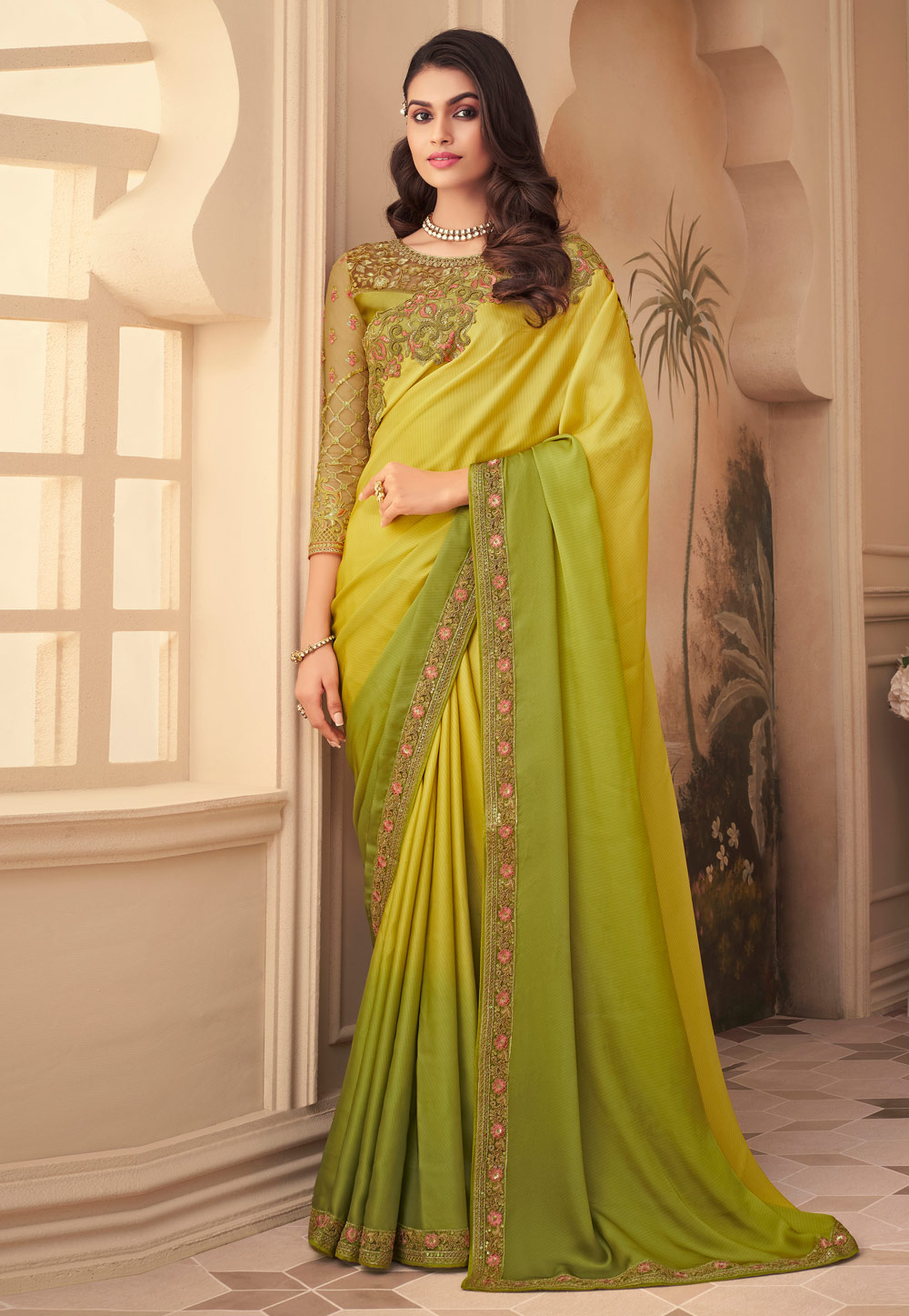 Light Green Silk Festival Wear Saree 244026