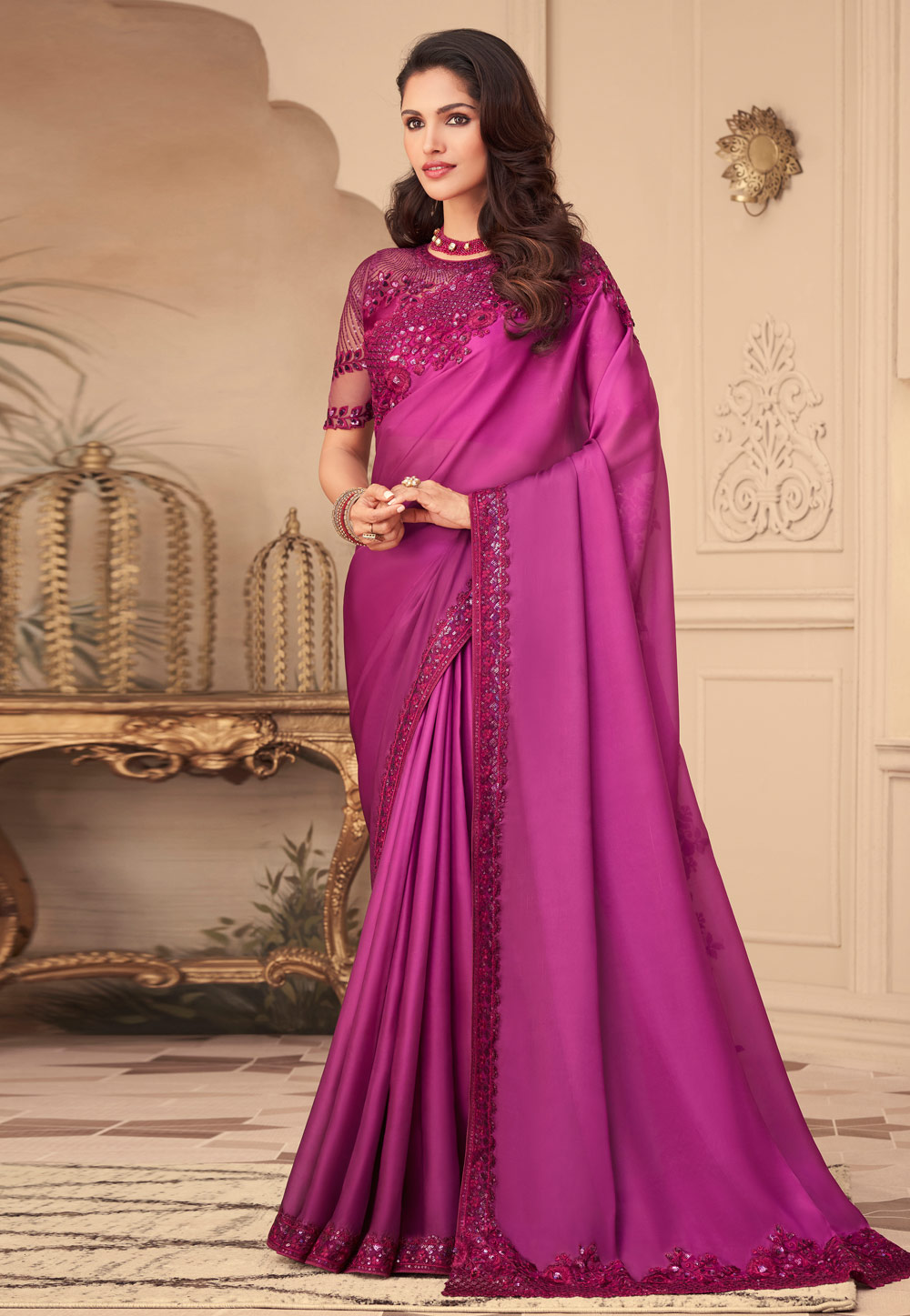 Magenta Silk Festival Wear Saree 244028