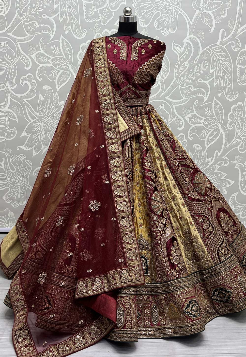 Maroon Banarasi Silk Bridal Lehenga Choli 277551