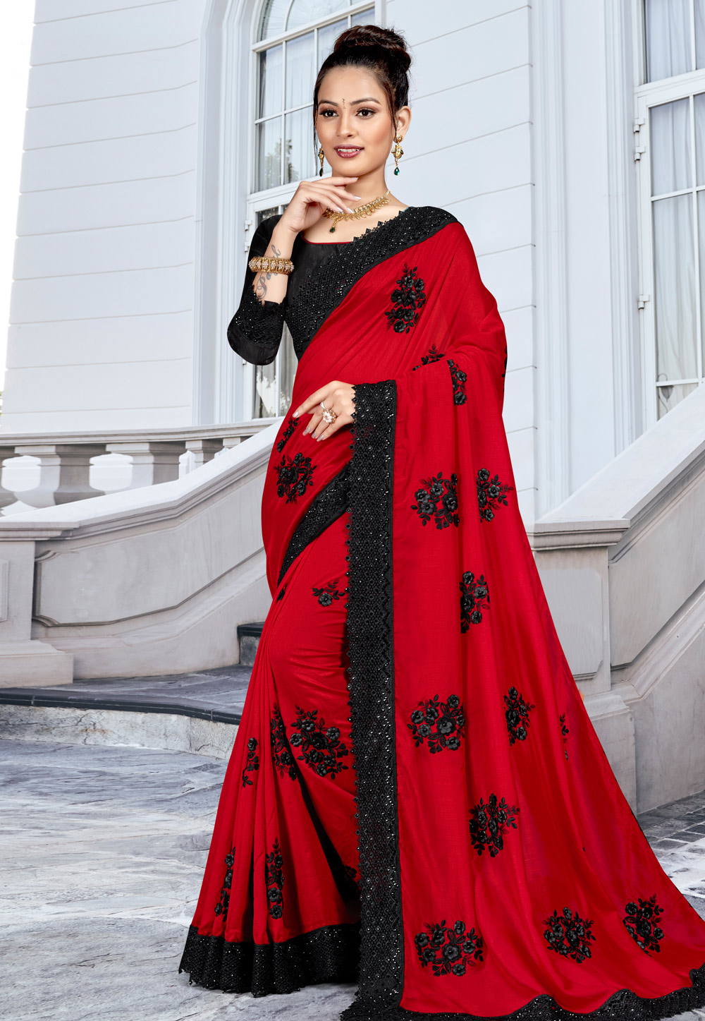 Red Silk Festival Wear Saree 211604