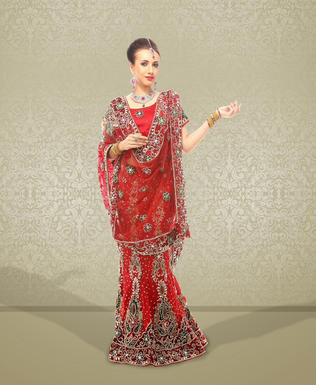 Marron Net A Line Zardosi Work Bridal Lehenga Choli 28280