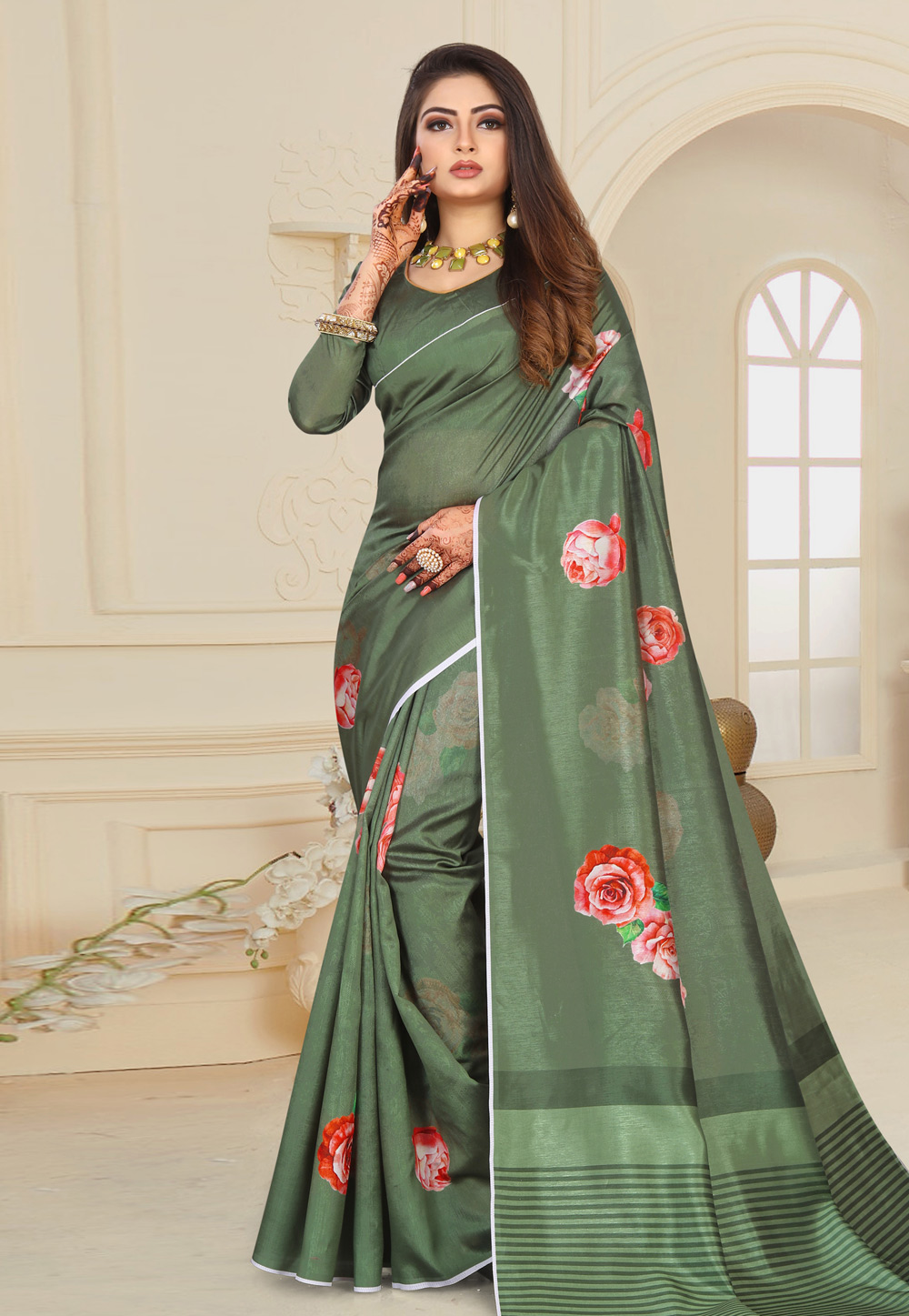 Green Art Silk Festival Wear Saree 196968