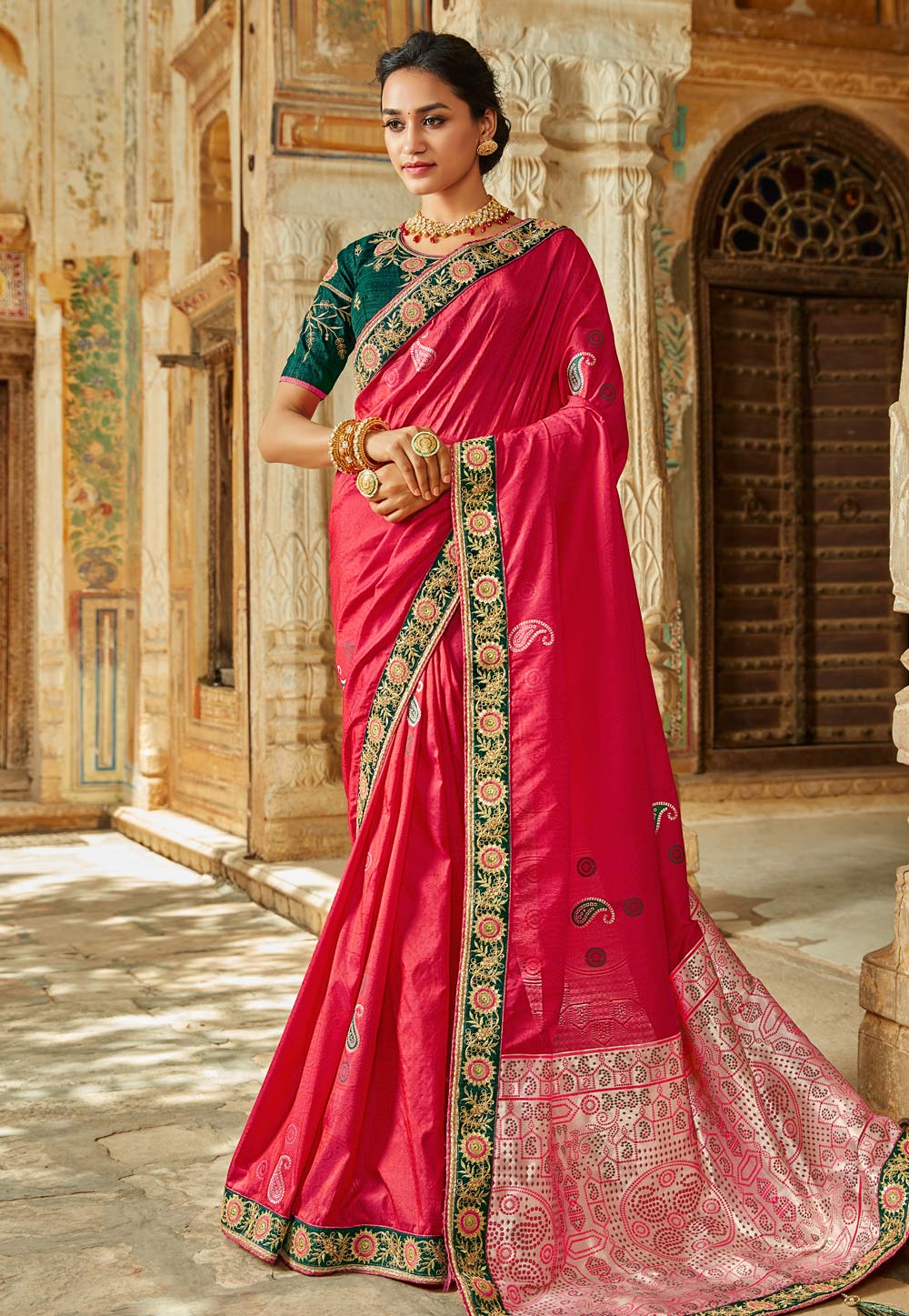 Magenta Banarasi Silk Festival Wear Saree 203050