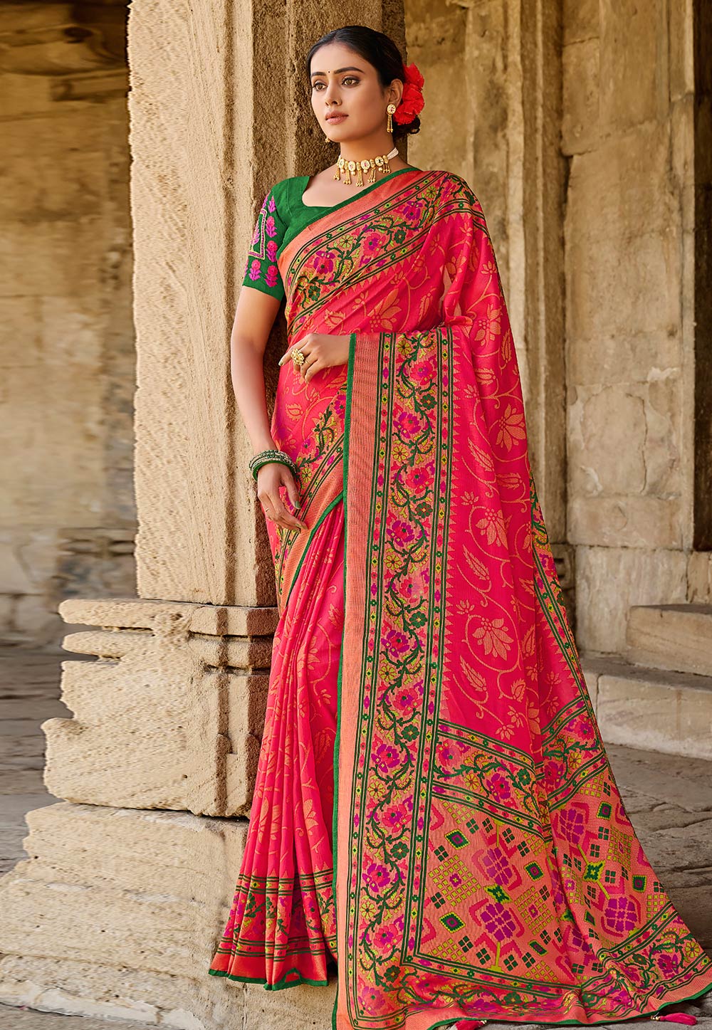 Magenta Silk Saree With Blouse 247496