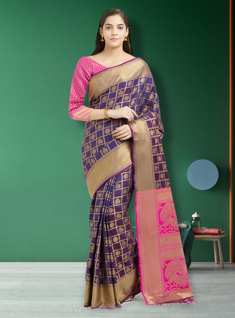 Purple Silk Saree With Blouse 140222