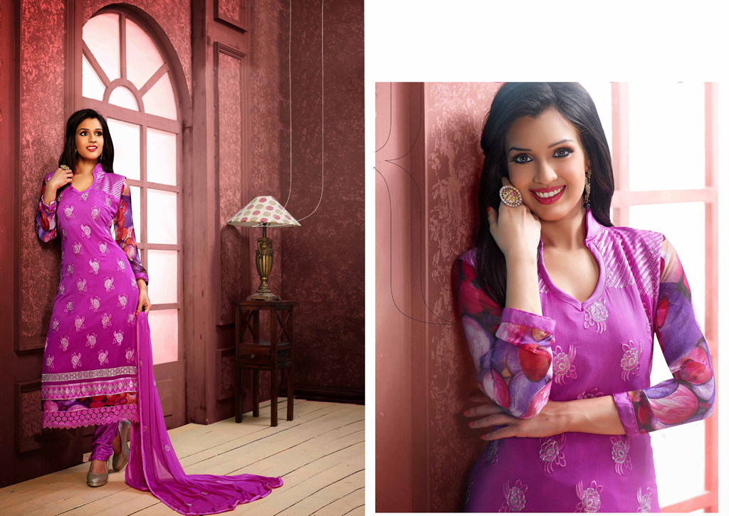 Purple Pure Chiffon Pakistani Style Suit 52938