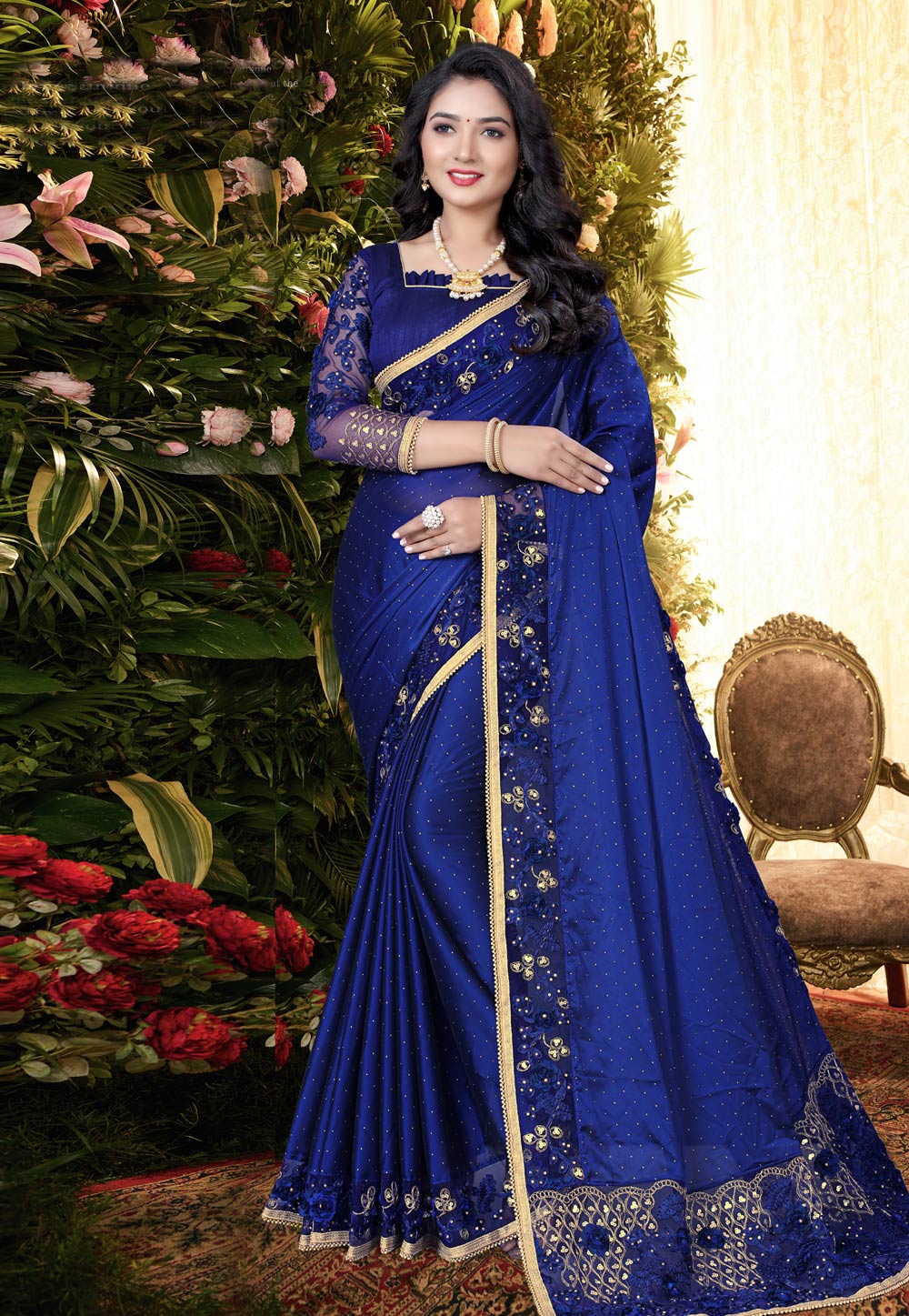 Blue Silk Saree With Blouse 211954