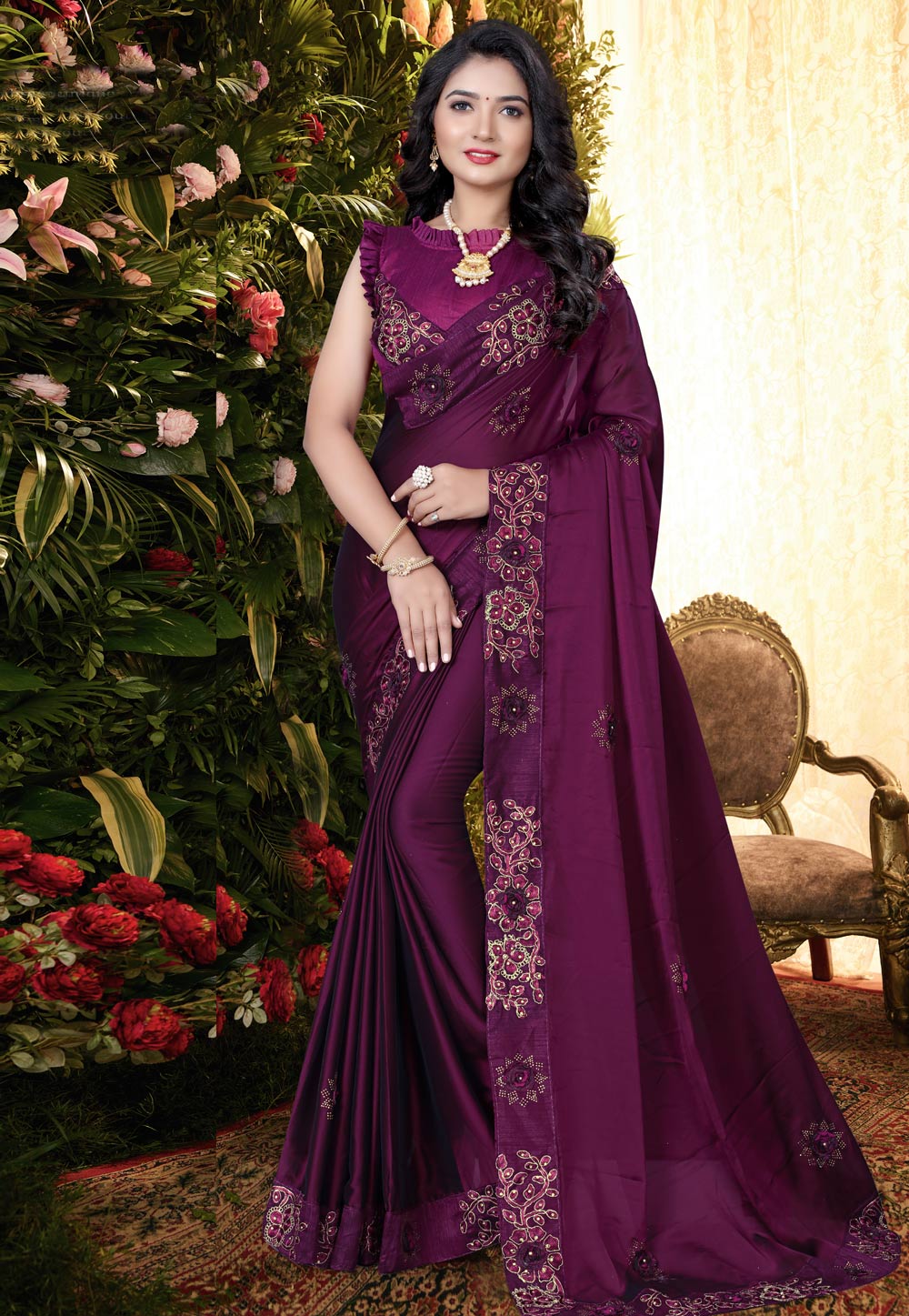 Purple Silk Festival Wear Saree 211955