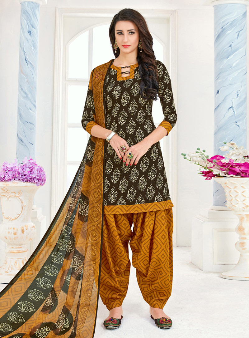 Brown Cotton Punjabi Suit 143934