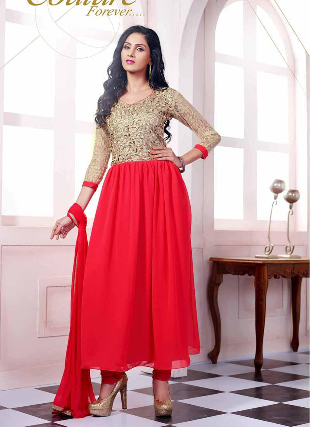 Red Georgette Designer Anarkali Suit 54275