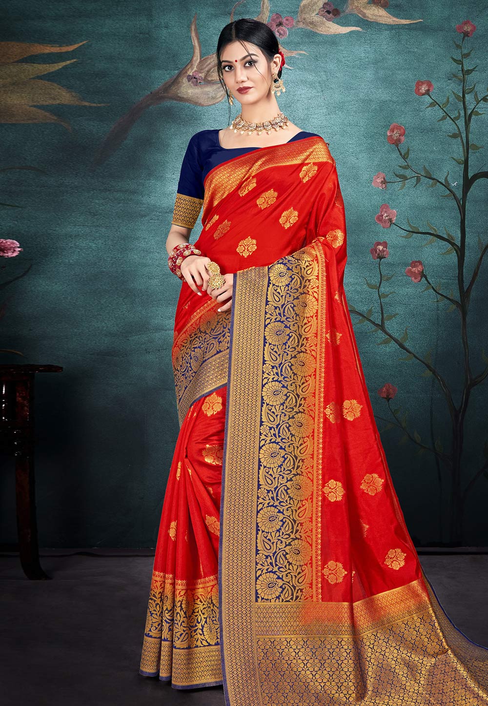 Red Banarasi Silk Festival Wear Saree 207782