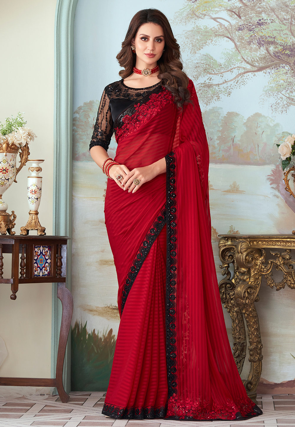 Red Silk Saree With Blouse 255358