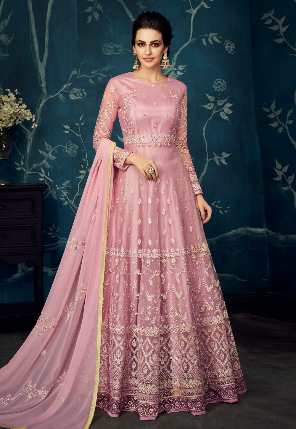 Pink Georgette Embroidered Floor Length Anarkali Suit 166197