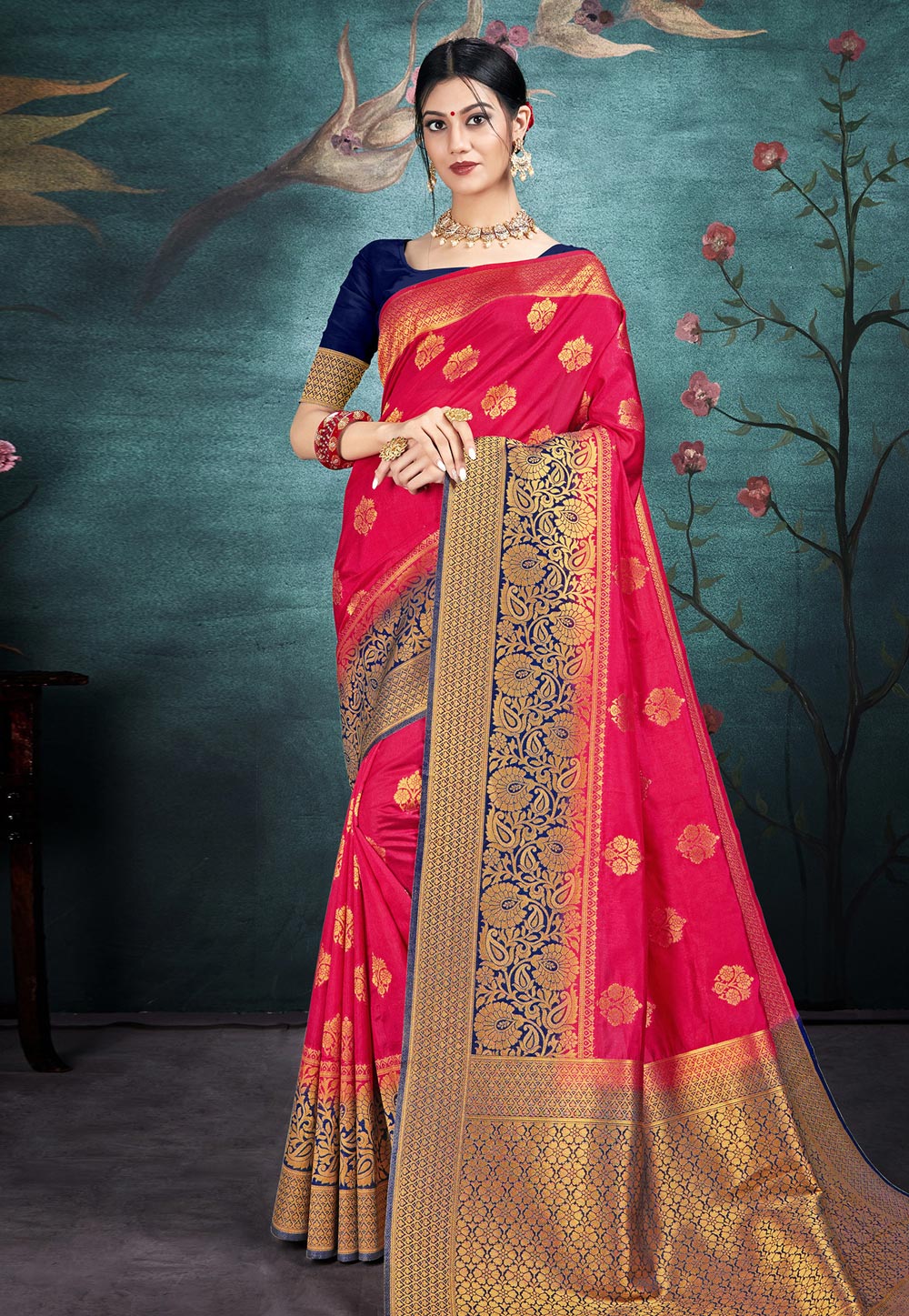 Pink Banarasi Silk Saree With Blouse 207785
