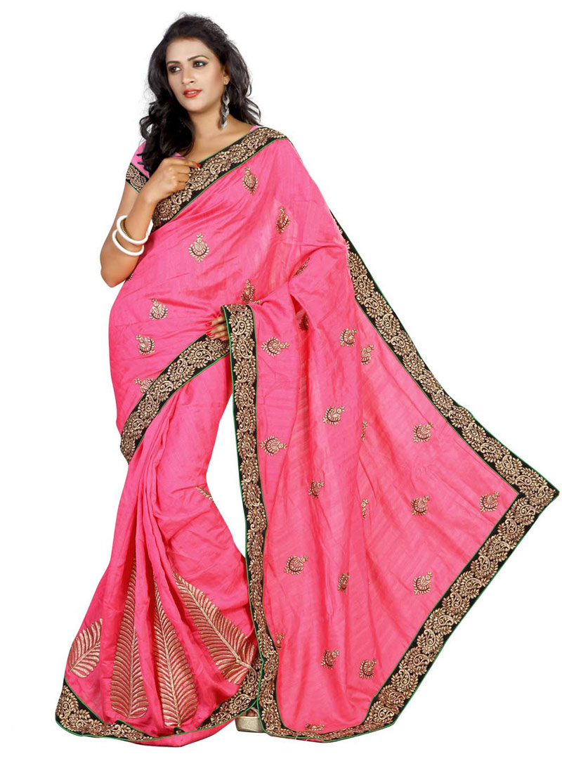 Pink Bhagalpuri Saree With Blouse 58629