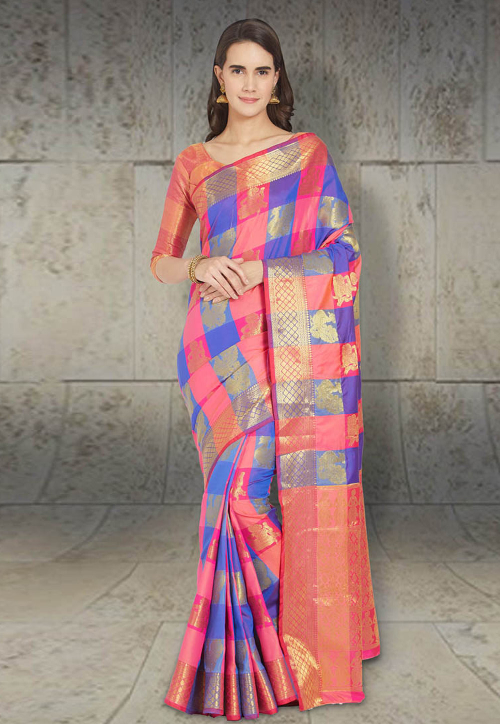 Pink Kanjivaram Silk Saree With Blouse 201941