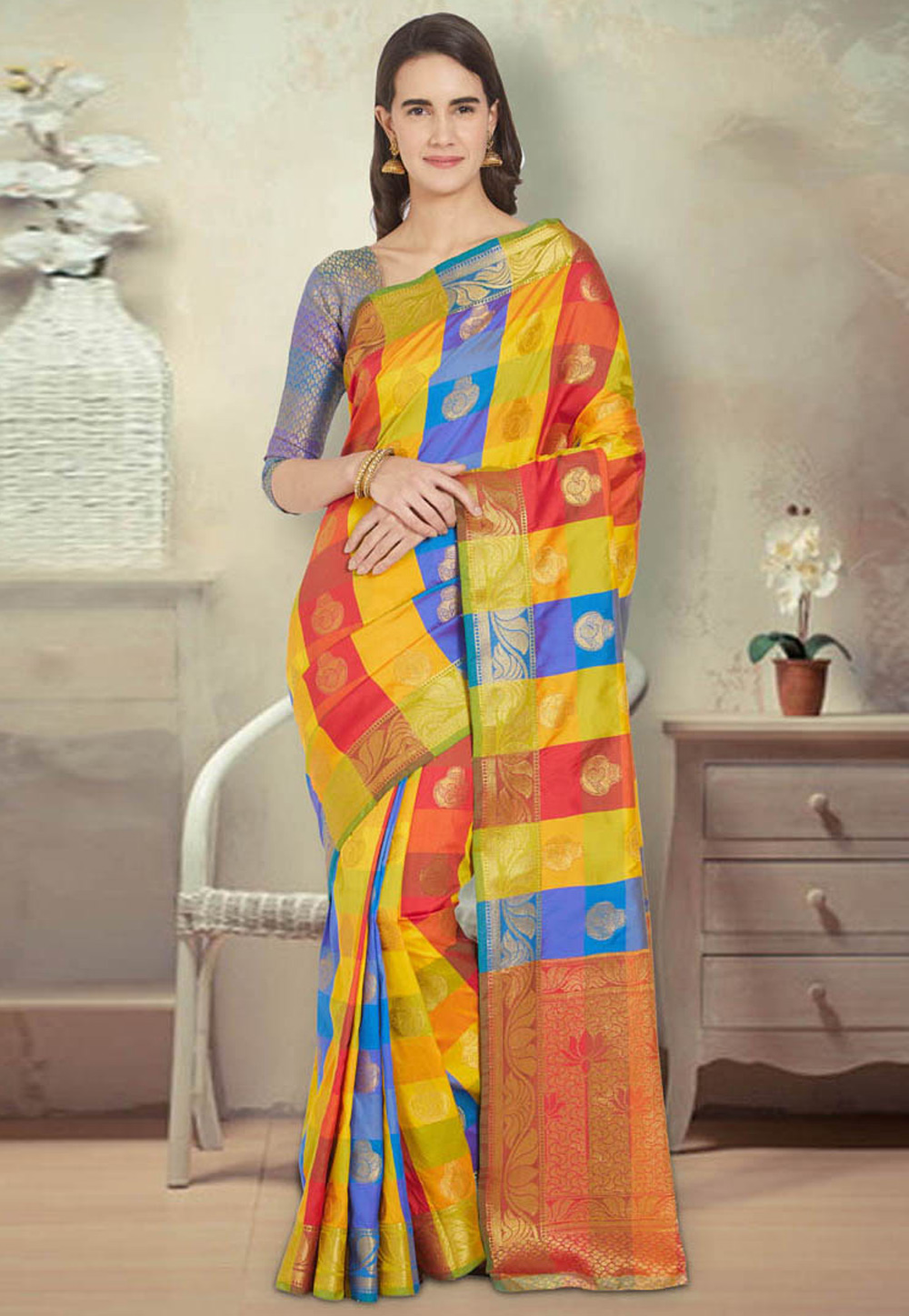 Yellow Banarasi Silk Festival Wear Saree 201943