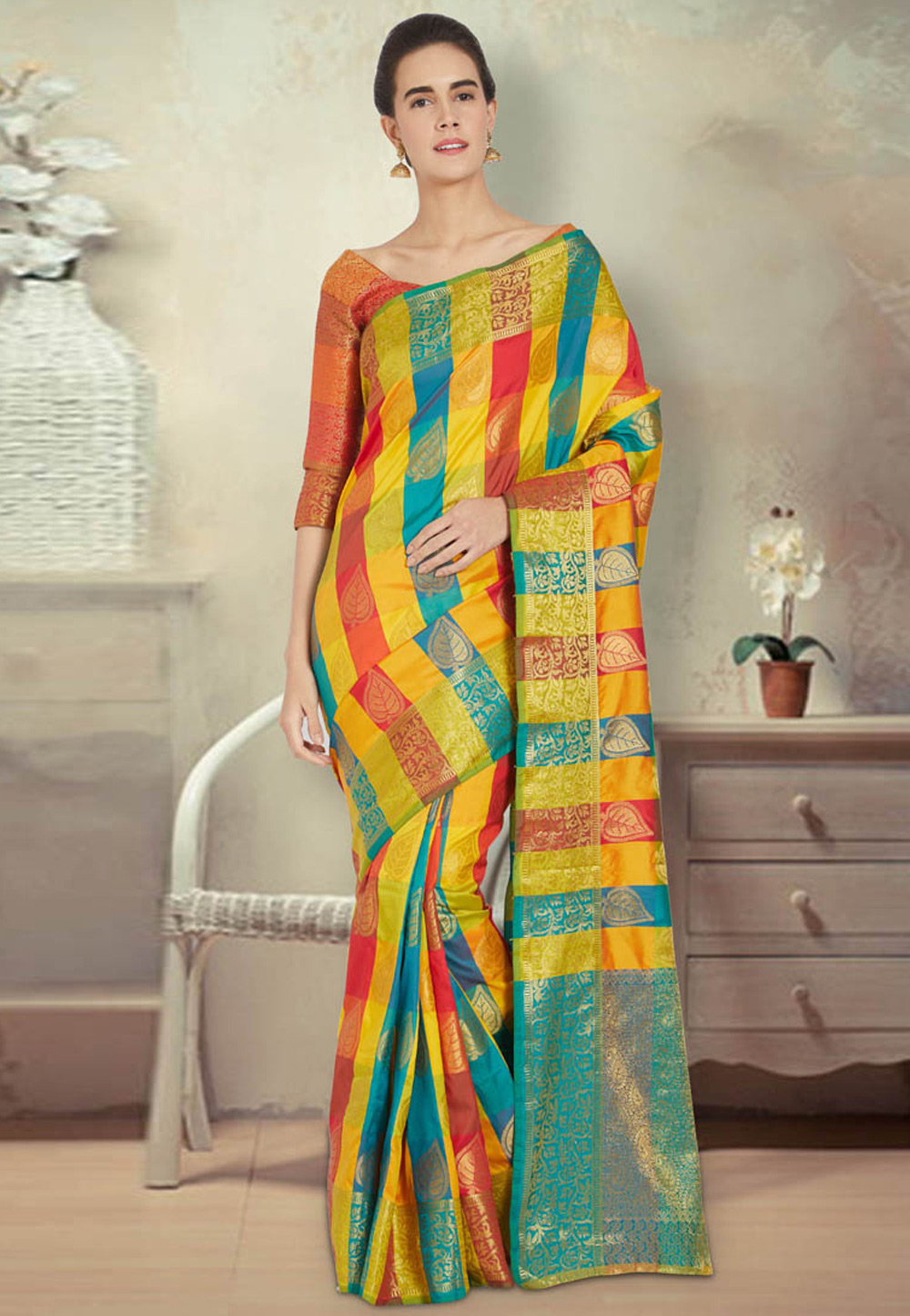 Yellow Banarasi Silk Festival Wear Saree 201945