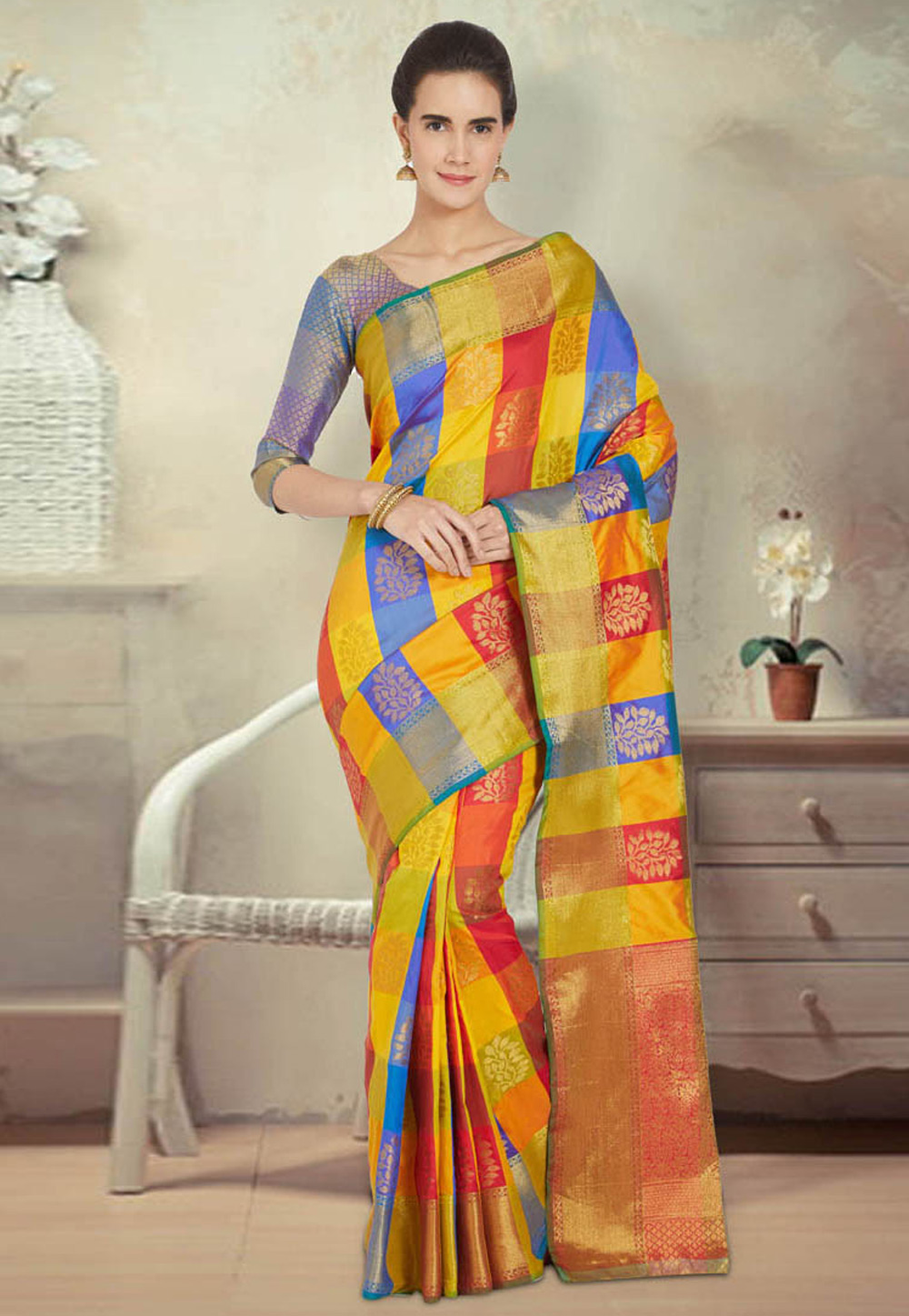 Yellow Banarasi Silk Festival Wear Saree 201947