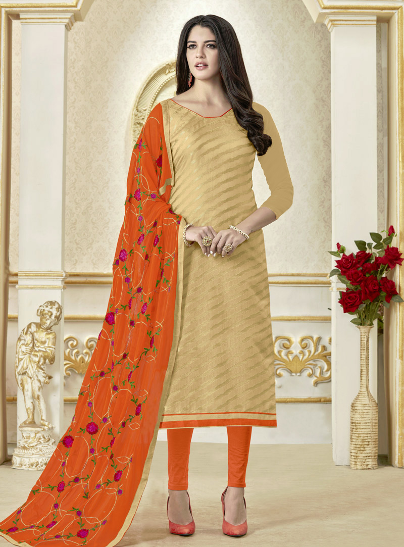Beige Banarasi Pakistani Style Suit 148793