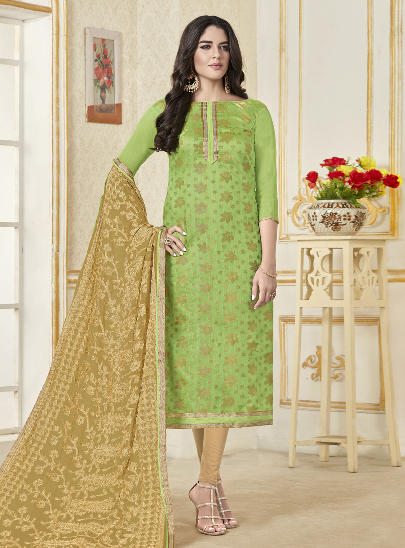 Green Banarasi Pakistani Style Suit 148794