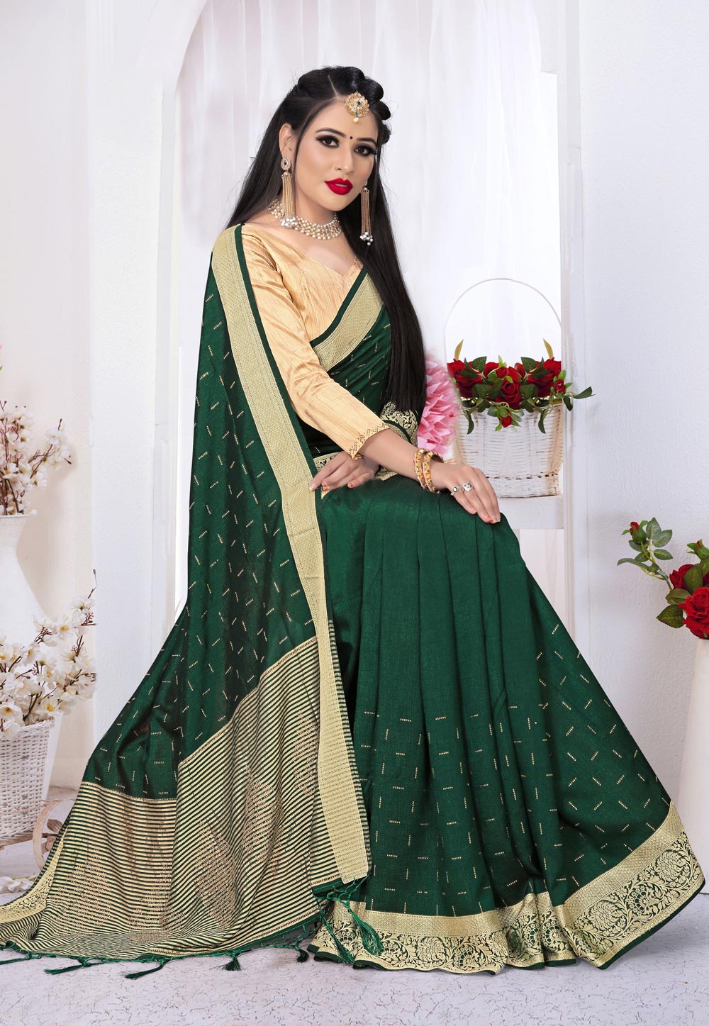 Green Art Silk Festival Wear Saree 215859