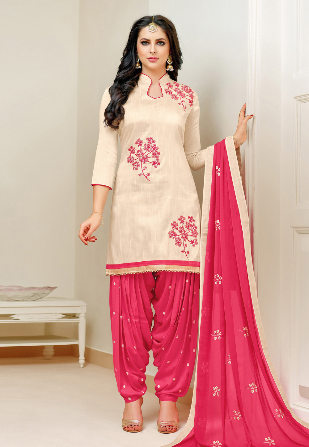 Cream Cotton Punjabi Suit 154113