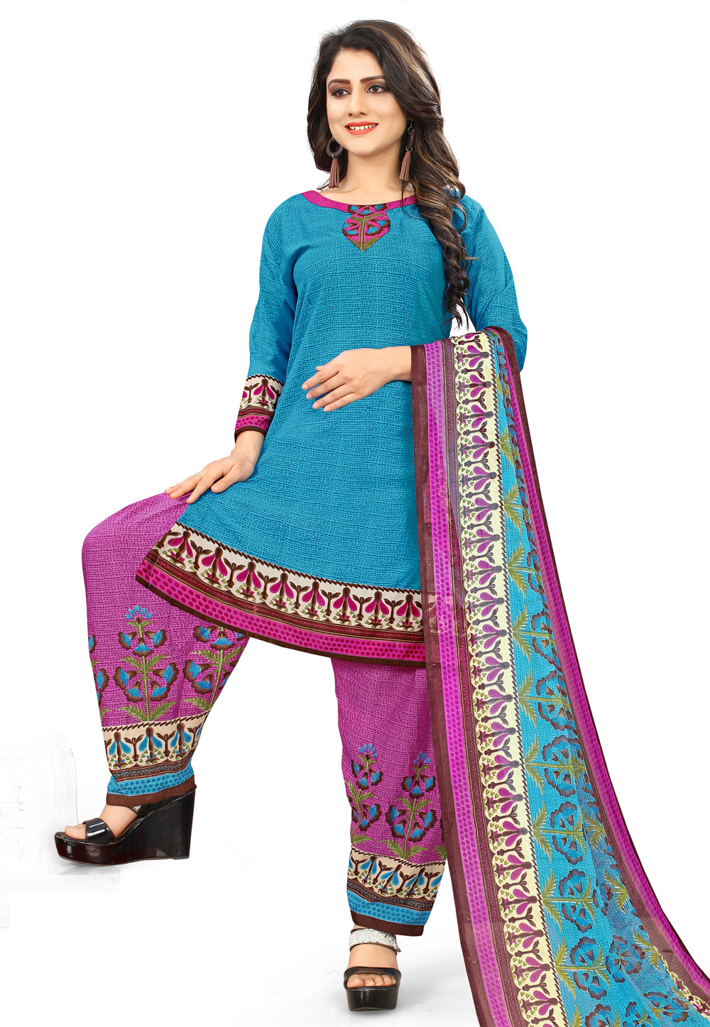 Blue Cotton Punjabi Suit 155437