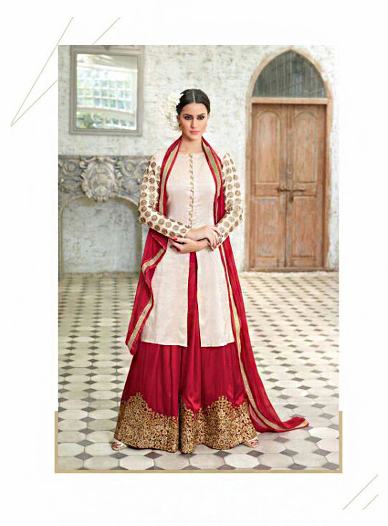 Off White Silk Palazzo Style Suit 71547