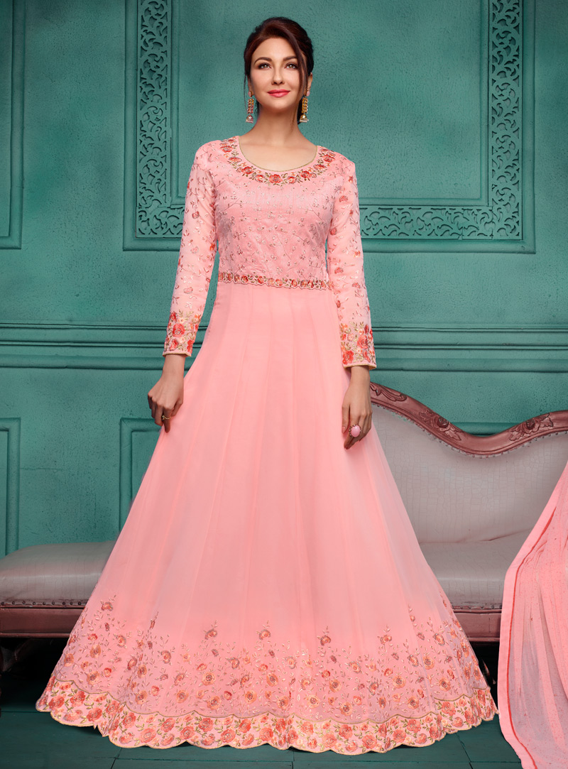 Pink Georgette Floor Length Anarkali Suit 126947