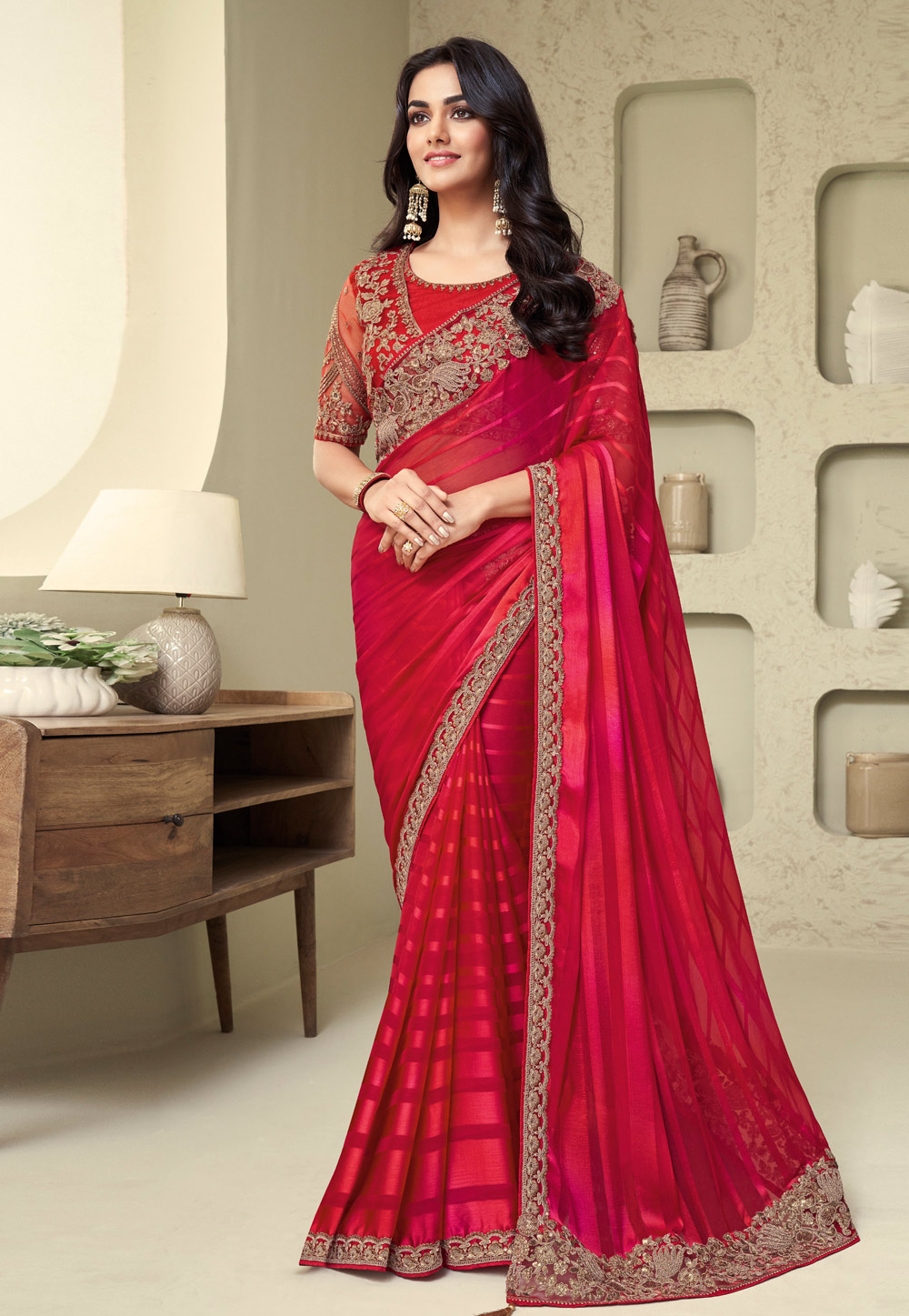 Red Silk Saree With Blouse 269424