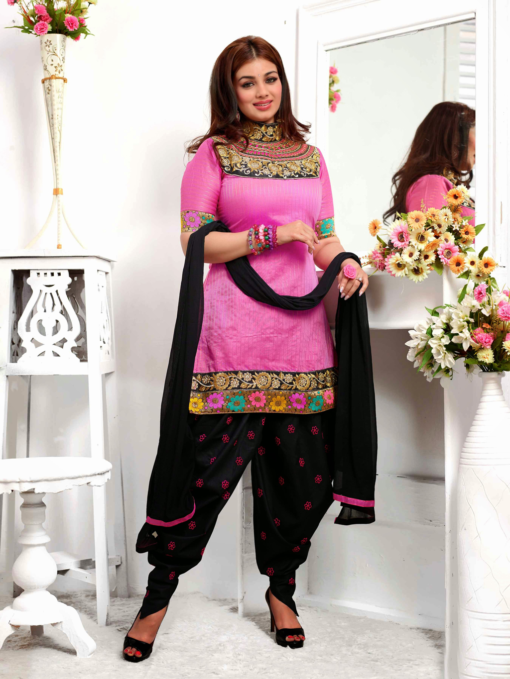 Ayesha Takia Pink Chanderi Patiala Salwar Suit 44558