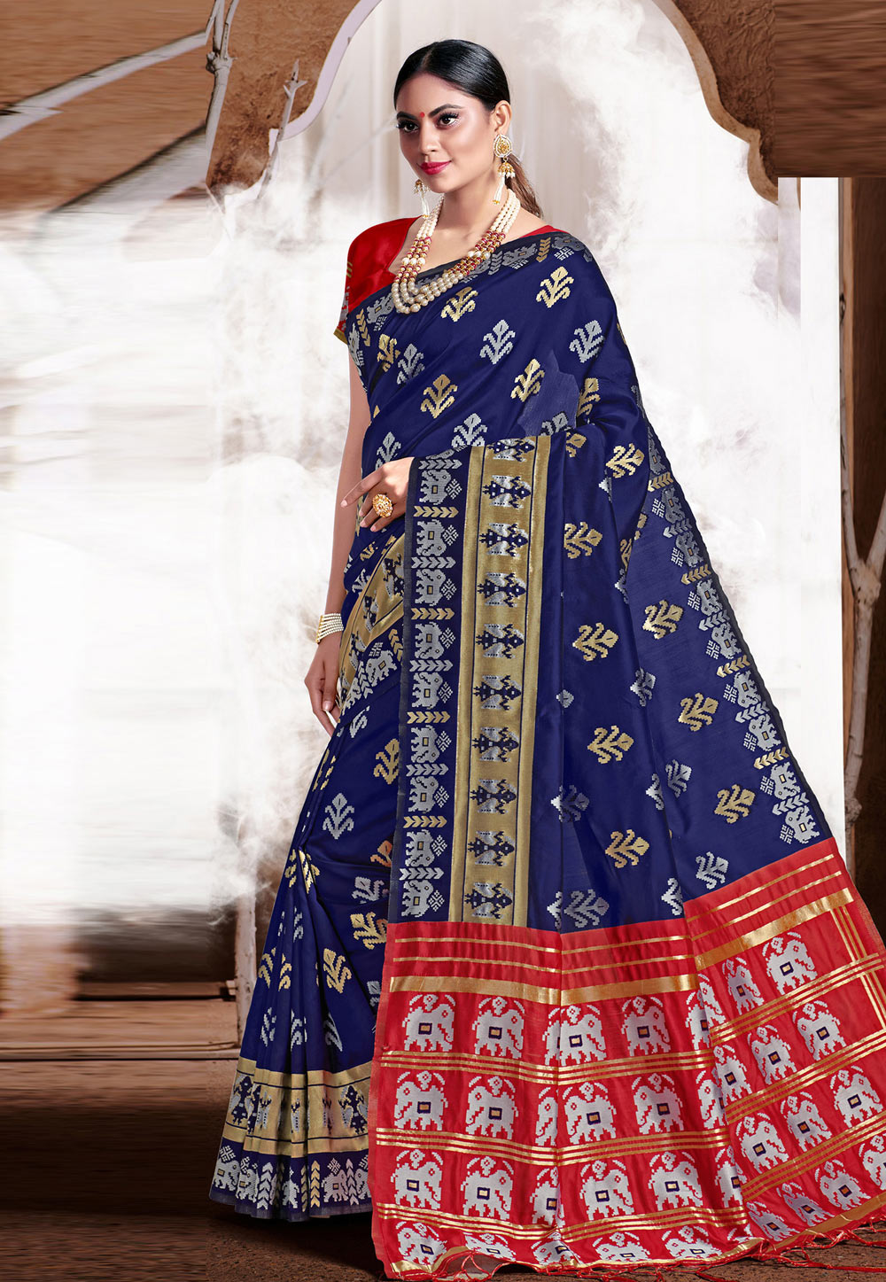 Blue Banarasi Silk Saree With Blouse 208440