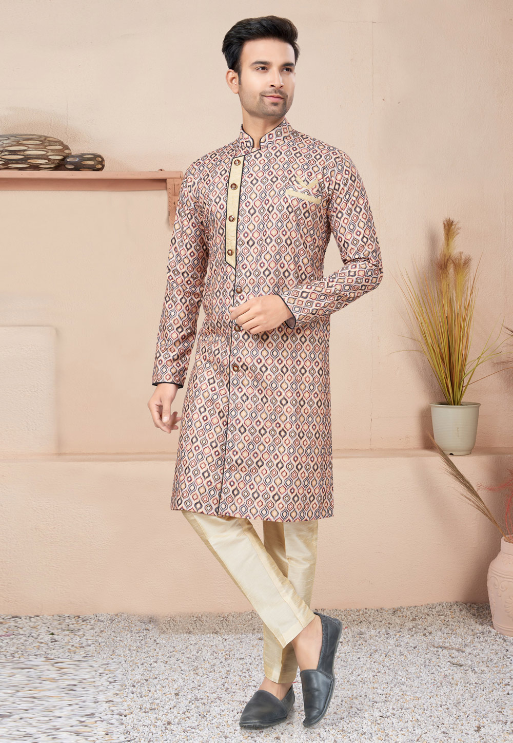 Chikan Multicolor Cotton Indo Western Suit 270728
